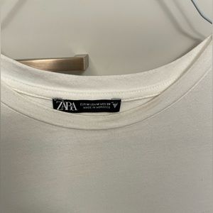 Zara white shirt with pleated bottom size medium